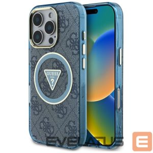 Другие товары Guess  Guess IML Metal Glitter 4G Circle Triangle MagSafe Case for iPhone 16 Pro - Blue 
