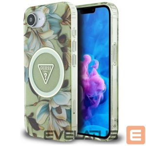 Другие товары Guess  Guess IML Metal Glitter Flowers Triangle MagSafe iPhone 16e Case - Green 