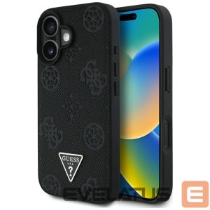 Другие товары Guess  Guess Grained Hot Stamp Peony Triangle Logo MagSafe Case for iPhone 16 - Black 