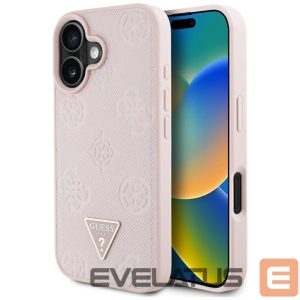 Другие товары Guess  Guess Grained Hot Stamp Peony Triangle Logo MagSafe iPhone 16 Case - Pink 