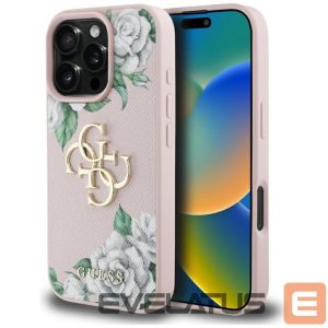 Другие товары Guess  Guess Grained Roses Big 4G logo iPhone 16 Pro case - pink 