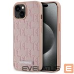 Другие товары Karl Lagerfeld  Karl Lagerfeld Leather Monogram Metal Logo MagSafe iPhone 15 Case - Pink 