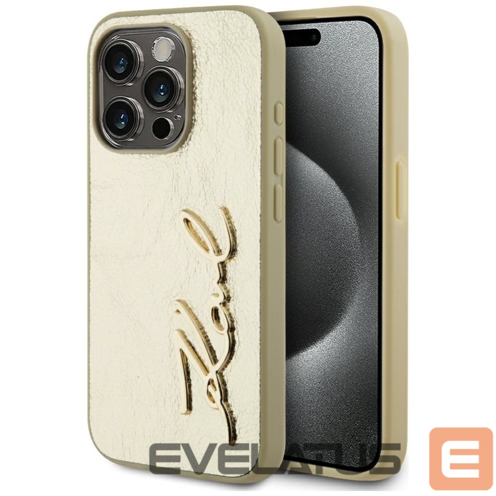 Другие товары Karl Lagerfeld Karl Lagerfeld Wrinkled Metal Signature iPhone 15 Pro Case - Gold