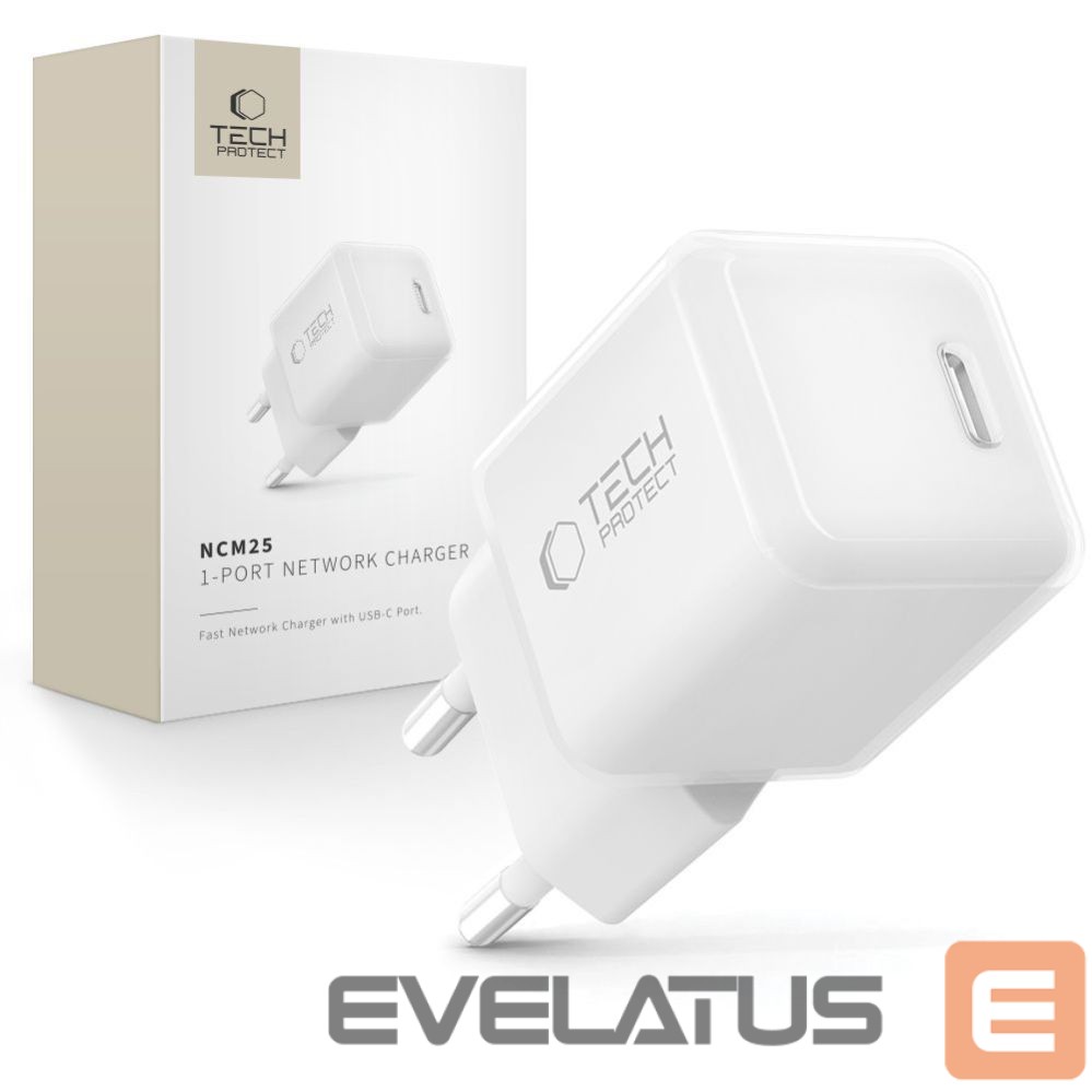 Другие товары Tech-Protect Tech-Protect NCM25 USB-C PD 25W Wall Charger - White