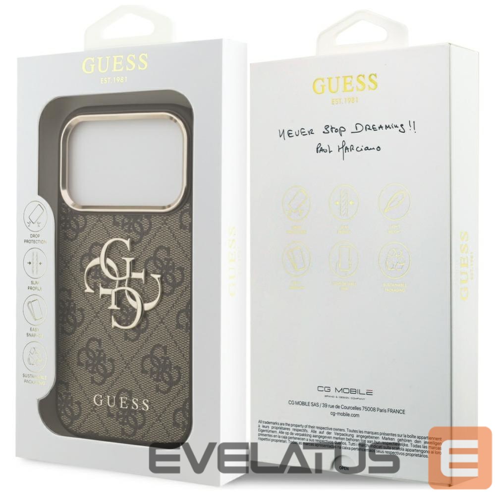 Другие товары Guess Guess 4G Big 4G Classic Logo Case for iPhone 17 Pro - Brown and Gold