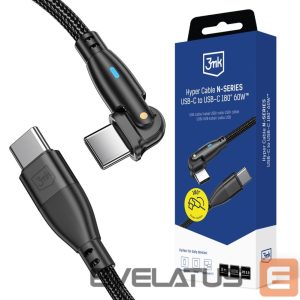 Другие товары 3MK  3mk Hyper Cable 3mk Hyper Cable N-SERIES USB-C / USB-C 2m 20V/3A 60W / black 