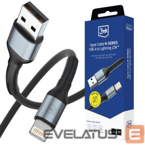 Другие товары 3MK  3mk Hyper Cable 3mk Hyper Cable N-SERIES USB-A / Lightning 1m 5V/2.4A 12W / black 