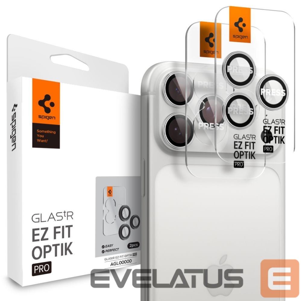Другие товары Spigen Spigen Optik Pro GLAS.TR ”EZ FIT” Camera Cover 2-pack for iPhone 16 Pro / Max / 17 Pro / Max - Silver