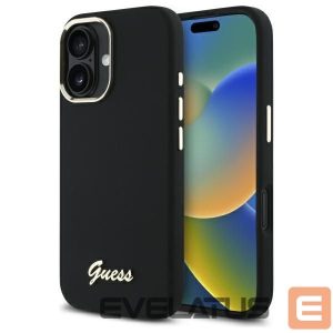 Другие товары Guess  Guess Silicone Script Metal Logo & Frame Case for iPhone 16 Plus - Black 