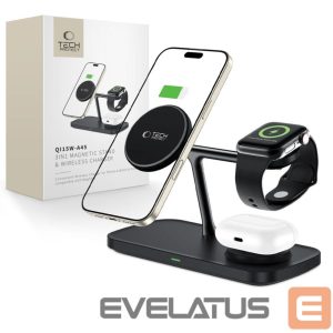 Другие товары Tech-Protect  Tech-Protect QI15W-A45 3in1 Wireless Charger with MagSafe for Apple Devices - Black 