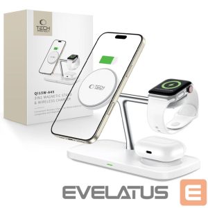 Другие товары Tech-Protect  Tech-Protect QI15W-A45 3in1 Wireless Charger with MagSafe for Apple Devices - White 