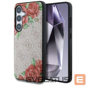 Другие товары Guess  Guess Leather 4G Flowers Print Metal Classic Logo MagSafe Case for Samsung Galaxy S25 - Pink 