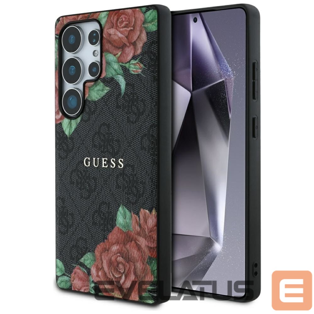 Другие товары Guess Guess Leather 4G Flowers Print Metal Classic Logo MagSafe Case for Samsung Galaxy S25 Ultra - Black
