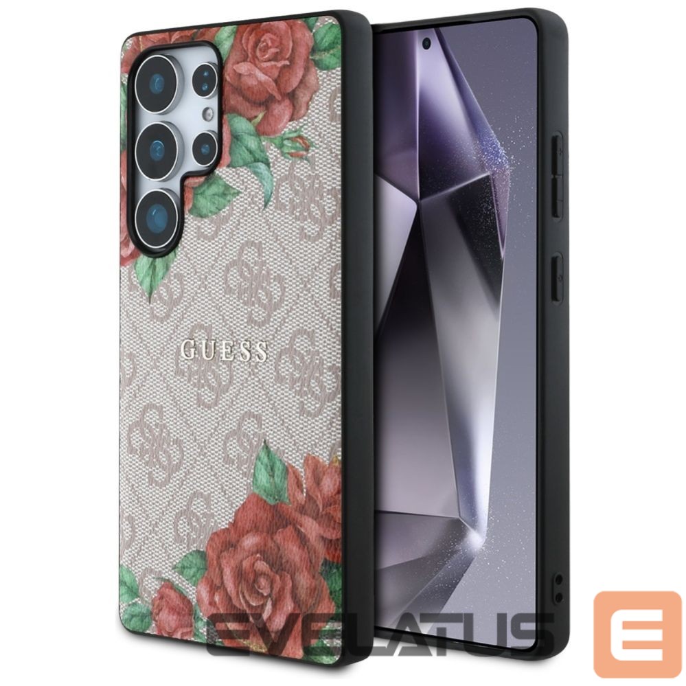 Другие товары Guess Guess Leather 4G Flowers Print Metal Classic Logo MagSafe Case for Samsung Galaxy S25 Ultra - Pink