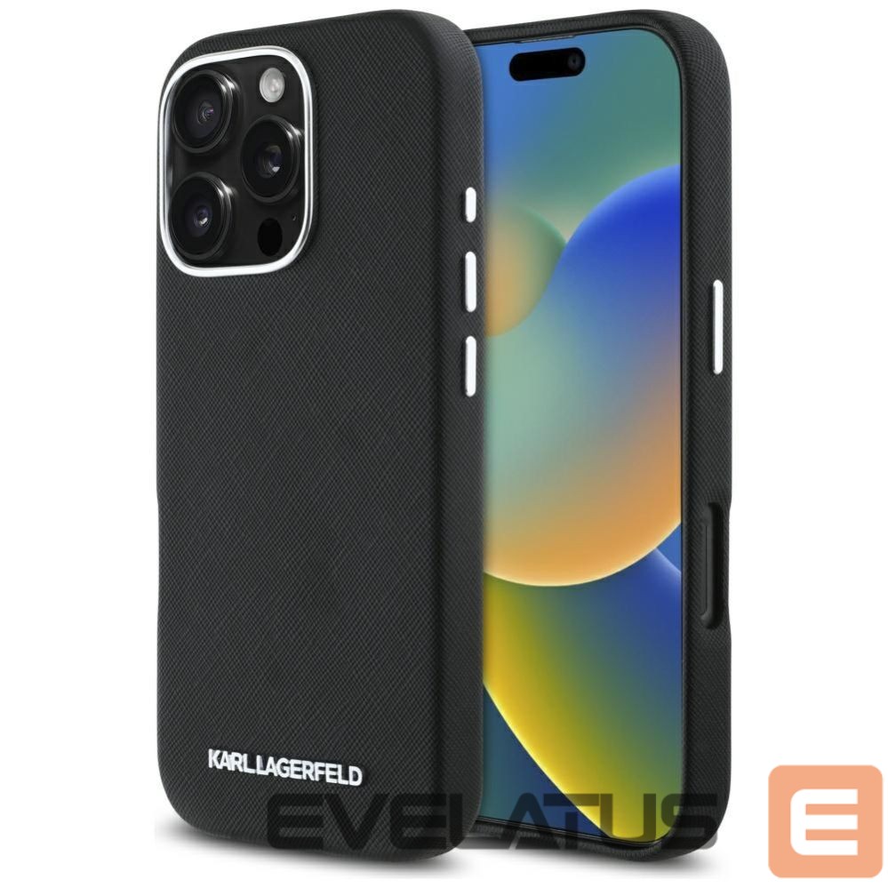 Другие товары Karl Lagerfeld Karl Lagerfeld Saffiano Full Wrapped Elongated Metal Logo MagSafe Case for iPhone 16 Pro Max - Black