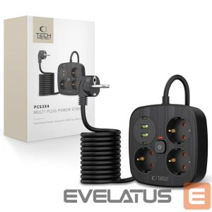 Другие товары Tech-Protect  Tech-Protect PCS3X4 power strip, 3 sockets, 2xUSB-A, 2xUSB-C 200 cm - black 