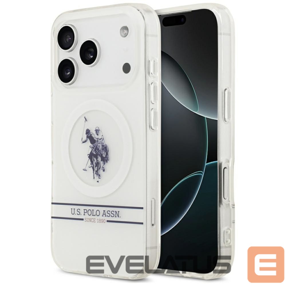 Другие товары U.S. Polo PU US Polo DH and Bottom Stripe Logo MagSafe Case for iPhone 17 Pro - White
