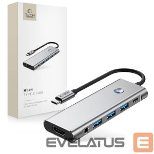Другие товары Tech-Protect  Tech-Protect HB04 HUB Adapter 9in1 USB-C + USB2.0 + USB3.0 + HDMI 4K 60Hz + SD / TF + PD100W + AV3.5 - gray 