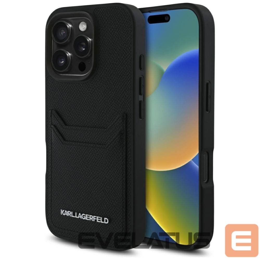 Другие товары Karl Lagerfeld Karl Lagerfeld HC Grained PU Cardslot Metal Elong Case for iPhone 16 Pro Max - Black