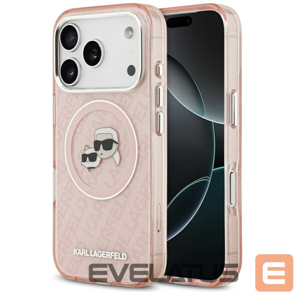 Другие товары Karl Lagerfeld Karl Lagerfeld IML Glitter Karl & Choupette Heads Logo MagSafe Case for iPhone 17 Pro - Pink