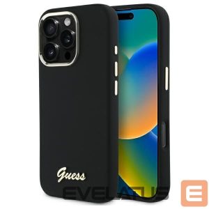Другие товары Guess  Guess Silicone Script Metal Logo & Frame Case for iPhone 16 Pro Max - Black 