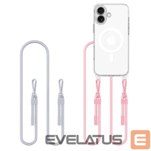 Другие товары Tech-Protect  Tech-Protect Flexair Chain MagSafe Case for iPhone 16 - Clear + 2 Lanyards (Pink and Gray) 