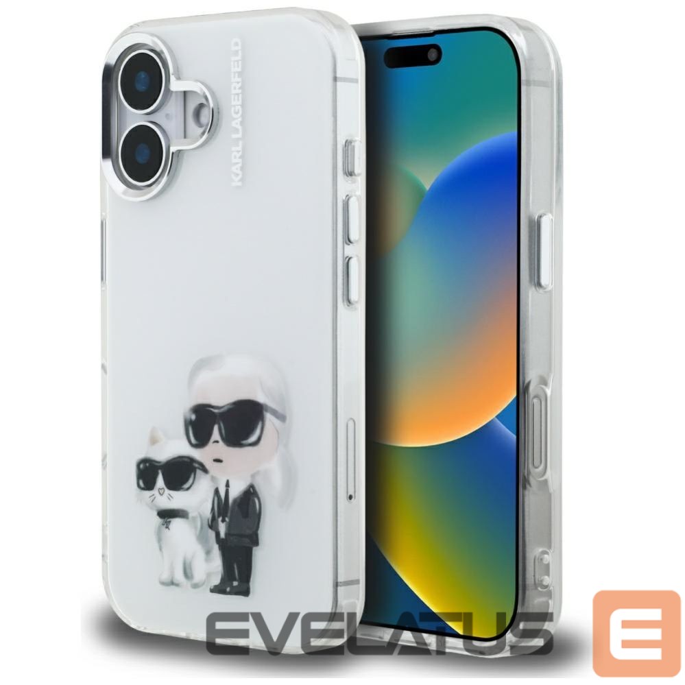 Другие товары Karl Lagerfeld Karl Lagerfeld IML Aquarelle Karl & Choupette & Logo iPhone 16 Case - White