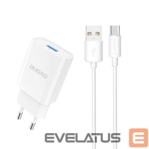 Адаптер Dudao  Dudao A4EU USB-A 2.1A wall charger - white + USB-A - USB-C cable 