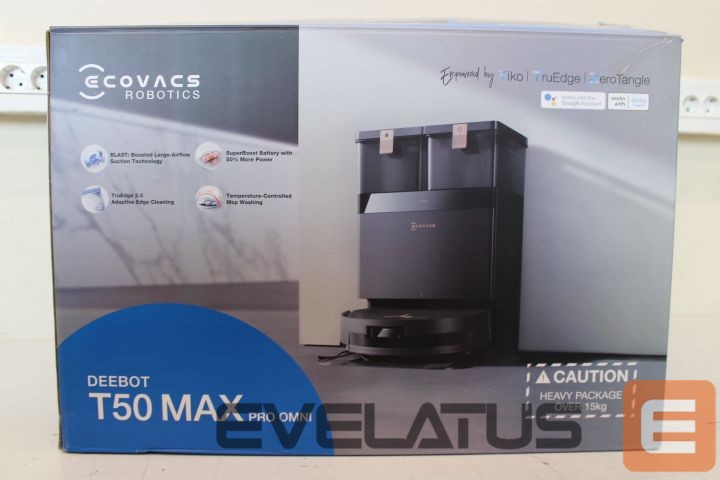 Пылесос Ecovacs SALE OUT. DEEBOT T50 MAX PRO OMNI Vacuum cleaner, Robot, Wet&Dry, 18500Pa, TruEdge 2.0, ZeroTangle 2.0, YIKO GPT, Black + Auto-empty | Robotic Vacuum Cleaner | DEEBOT T50 MAX PRO OMNI | Wet&Dry | Dust capacity 0.35 L | 18500 Pa | Black | DEMO