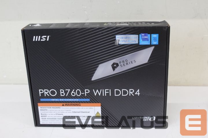 Материнская плата для процессоров Intel MSI SALE OUT. PRO B760-P WIFI DDR4 | PRO B760-P WIFI DDR4 | Processor family Intel | Processor socket LGA1700 | DDR4 | Supported hard disk drive interfaces SATA, M.2 | Number of SATA connectors 4 | DAMAGED PACKAGING