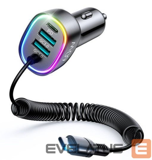 Авто зарядка Joyroom 4 in 1 fast car charger PD, QC3.0, AFC, FCP with USB Type C cable 1.6m 60W Black