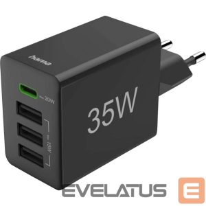 Адаптер Hama  Charger 35W PD USB-C + 3USB-A Black