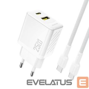 Адаптер Dudao  Dudao A26TCEU PD QC 25W GaN USB-A USB-C Wall Charger with USB-C Cable White