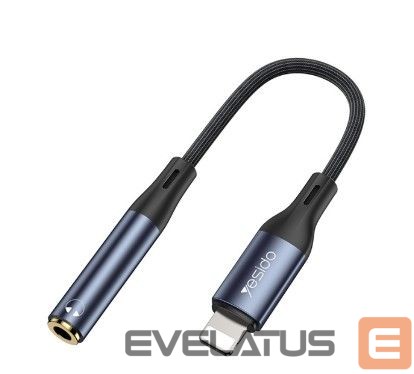 Аудио кабель yesido YAU37 Lightning Port Aluminum Alloy Nylon Audio Adapter Cable |Lightning To 3.5mm Adapter For Iphone Black
