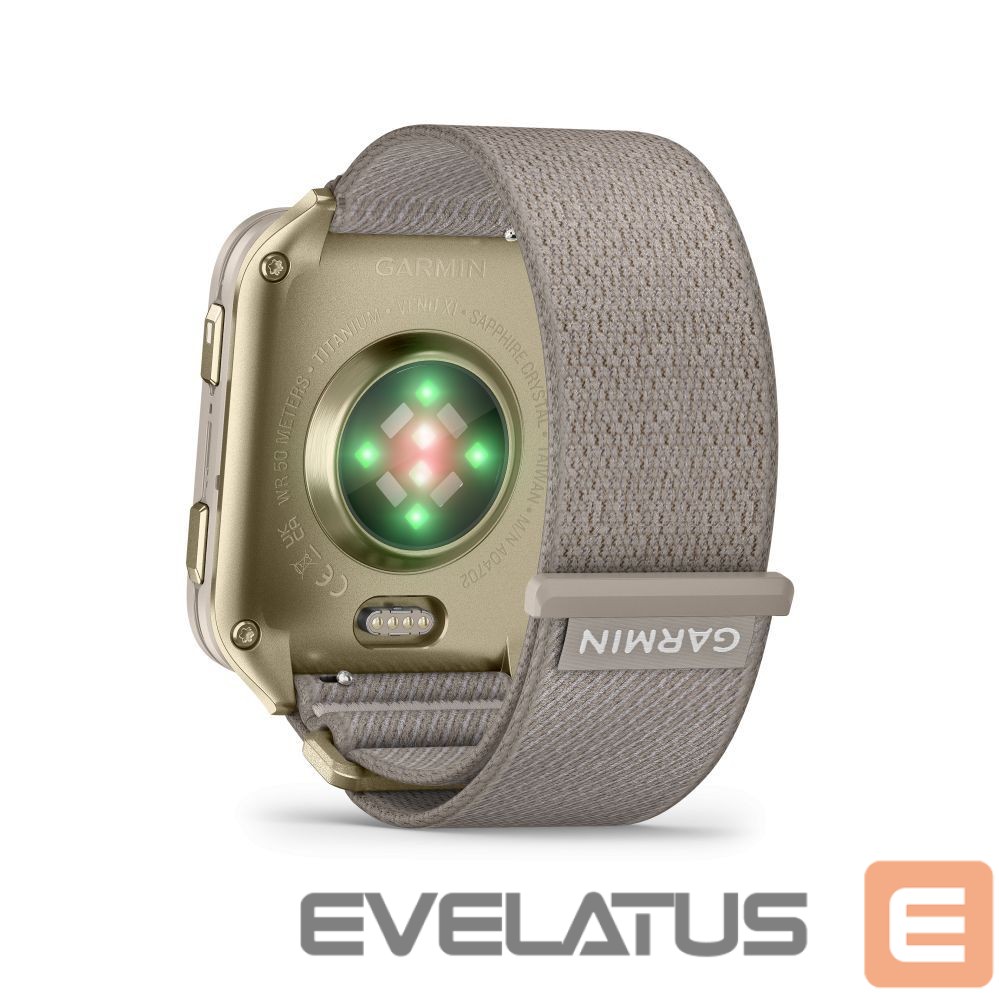 Умные часы Garmin Venu X1 Soft Gold with Titanium Caseback and French Grey Nylon Band