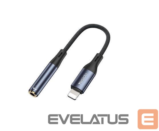 Аудио кабель yesido YAU37 Lightning Port Aluminum Alloy Nylon Audio Adapter Cable |Lightning To 3.5mm Adapter For Iphone Black