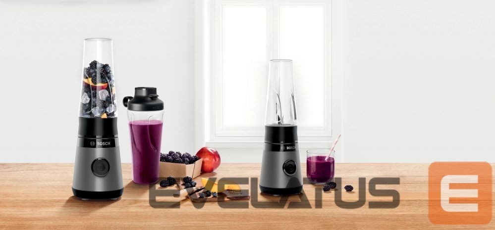 Миксеры и блендеры Bosch VitaPower ToGo Smoothie Maker MMB2111S Tabletop, 450 W, Jar material Tritan, Jar capacity 0.6 L, Ice crushing, Silver