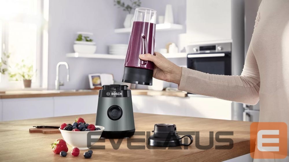 Миксеры и блендеры Bosch VitaPower ToGo Smoothie Maker MMB2111S Tabletop, 450 W, Jar material Tritan, Jar capacity 0.6 L, Ice crushing, Silver