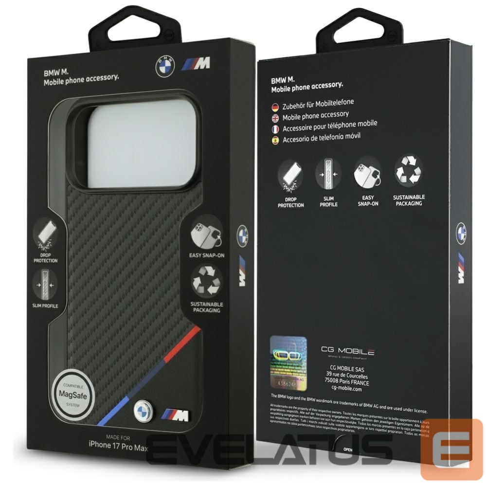 Другие товары BMW BMW M Carbon Tricolor Line MagSafe Case for iPhone 17 Pro Max - Black