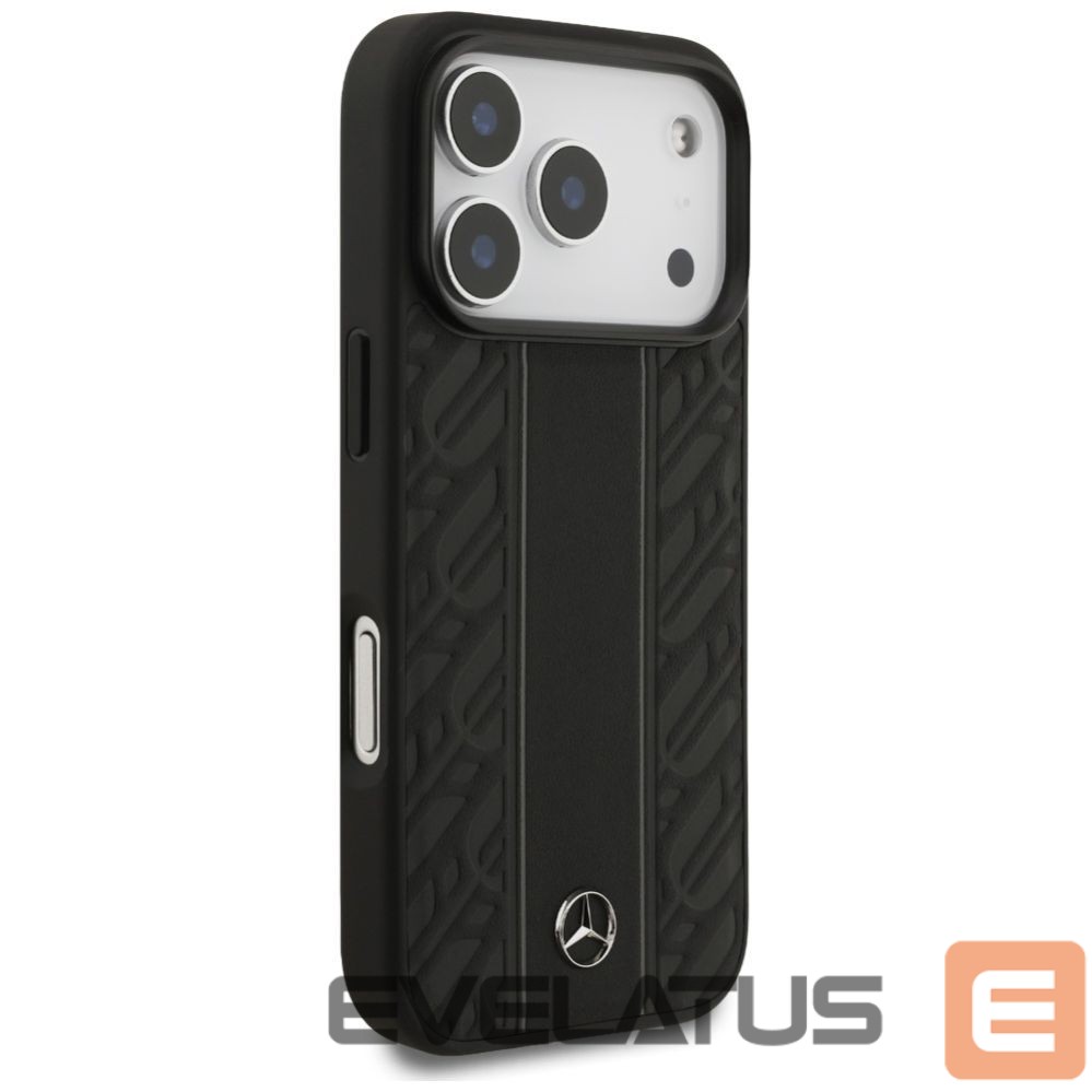 Другие товары Mercedes-Benz Mercedes Leather Laurel Leaves Stripes MagSafe Case for iPhone 17 Pro - Black