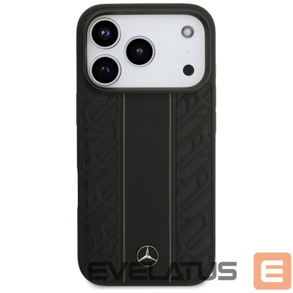 Другие товары Mercedes-Benz Mercedes Leather Laurel Leaves Stripes MagSafe Case for iPhone 17 Pro - Black