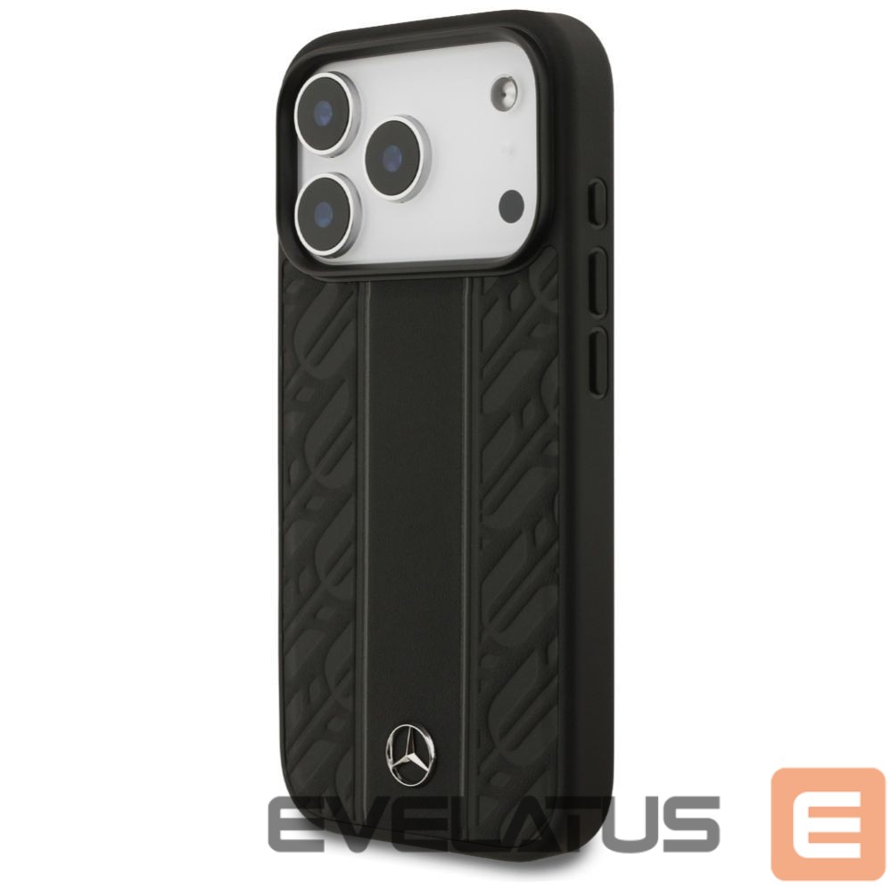 Другие товары Mercedes-Benz Mercedes Leather Laurel Leaves Stripes MagSafe Case for iPhone 17 Pro - Black