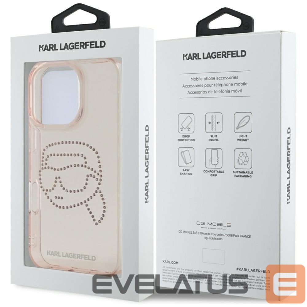 Другие товары Karl Lagerfeld Karl Lagerfeld IML Rhinestones Karl Head Case for iPhone 16 Pro Pink
