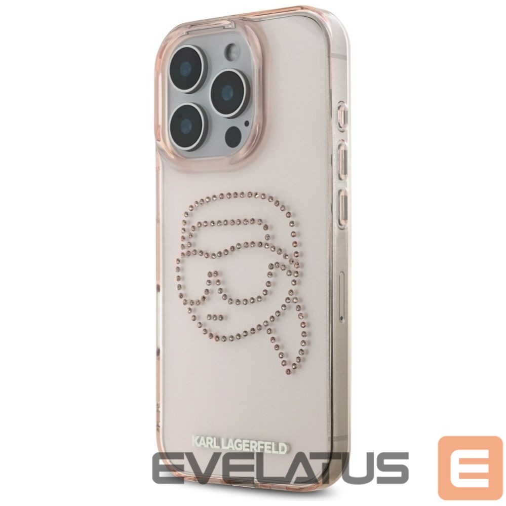 Другие товары Karl Lagerfeld Karl Lagerfeld IML Rhinestones Karl Head Case for iPhone 16 Pro Pink