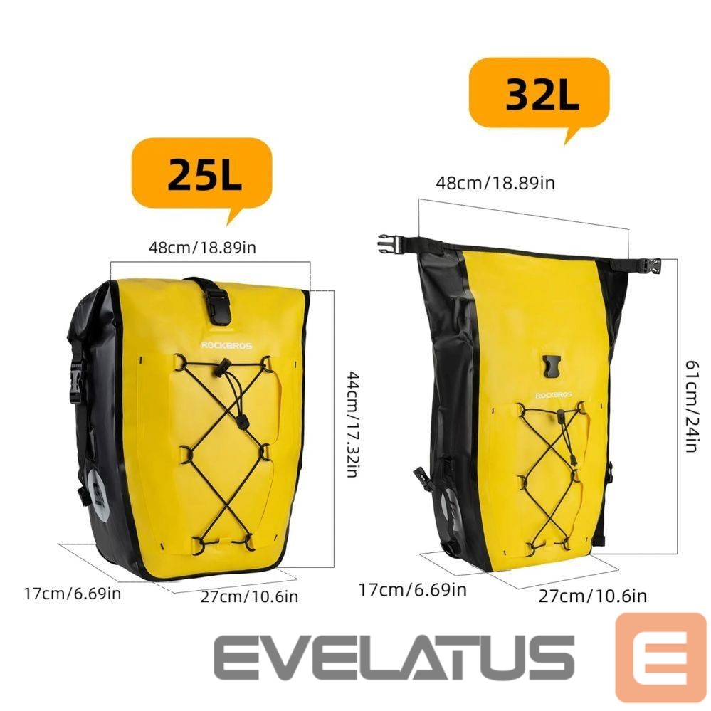 Другие товары Rockbros Rockbros 30140022005 Waterproof Bicycle Pannier 25-32L - Yellow