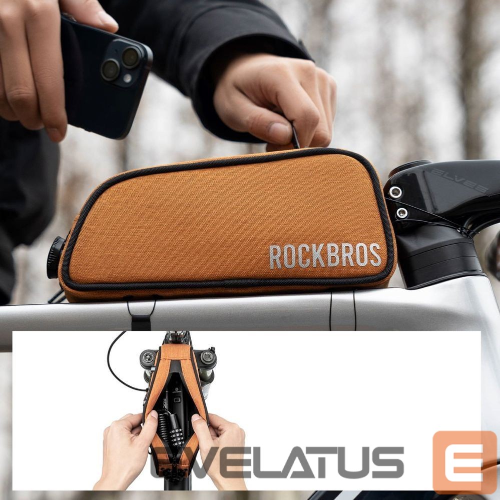 Другие товары Rockbros Rockbros 30120045004 ROAD TO SKY bicycle bag for the top frame tube, waterproof, 0.7L - orange