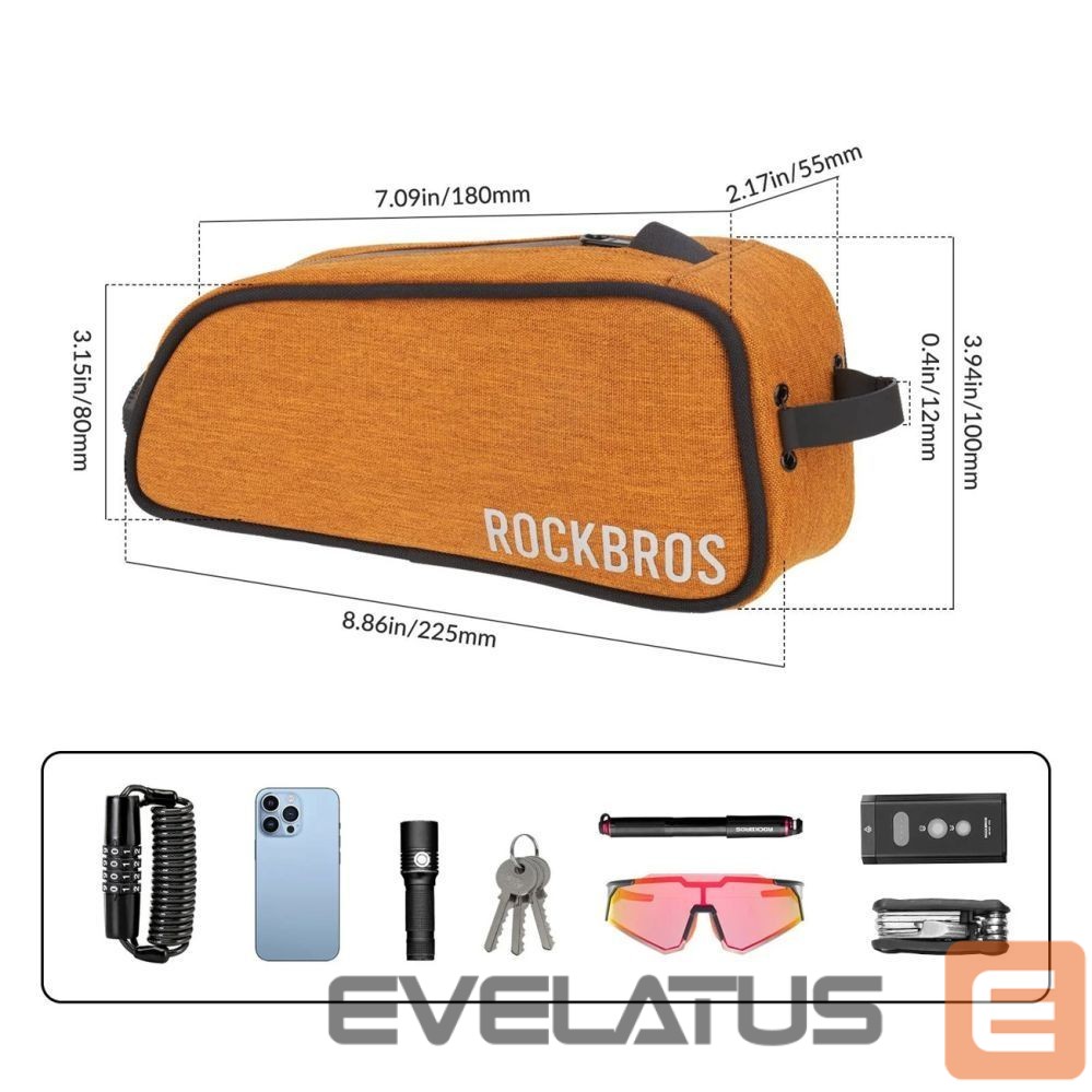 Другие товары Rockbros Rockbros 30120045004 ROAD TO SKY bicycle bag for the top frame tube, waterproof, 0.7L - orange