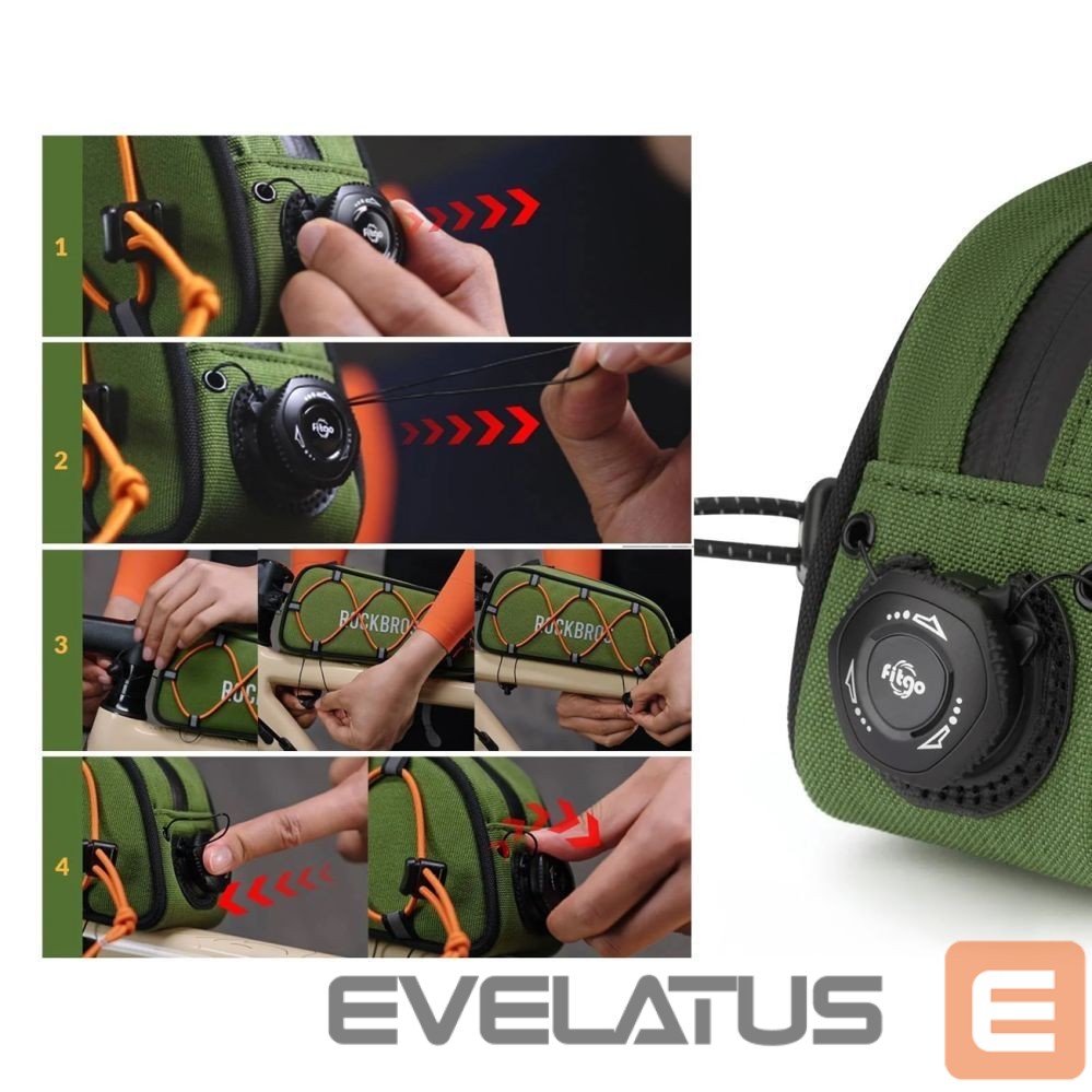 Другие товары Rockbros Rockbros 30120045001 ROAD TO SKY bicycle bag for the top frame tube, waterproof, 0.7L - green