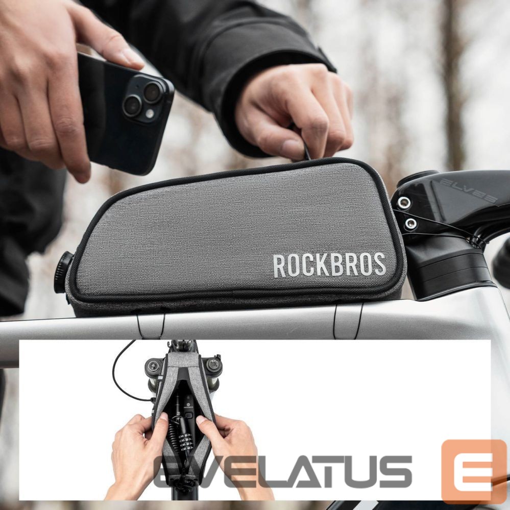 Другие товары Rockbros Rockbros 30120045003 ROAD TO SKY bicycle bag for the top frame tube, waterproof, 0.7L - gray