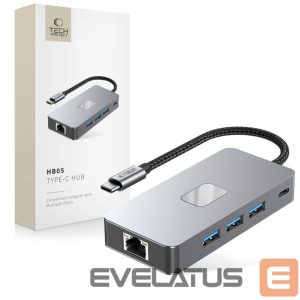 Другие товары Tech-Protect  Tech-Protect HB05 HUB 9in1 USB-C + USB2.0 + USB3.0 + HDMI 4K 60HZ + SD / TF + PD100W + RJ45 adapter - gray 